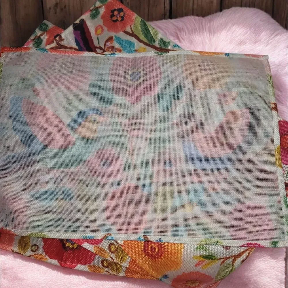 Floral Bird Pattern Linen Placemats 4pcs.